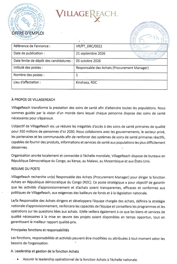 Responsable des Achats (Procurement Manager)