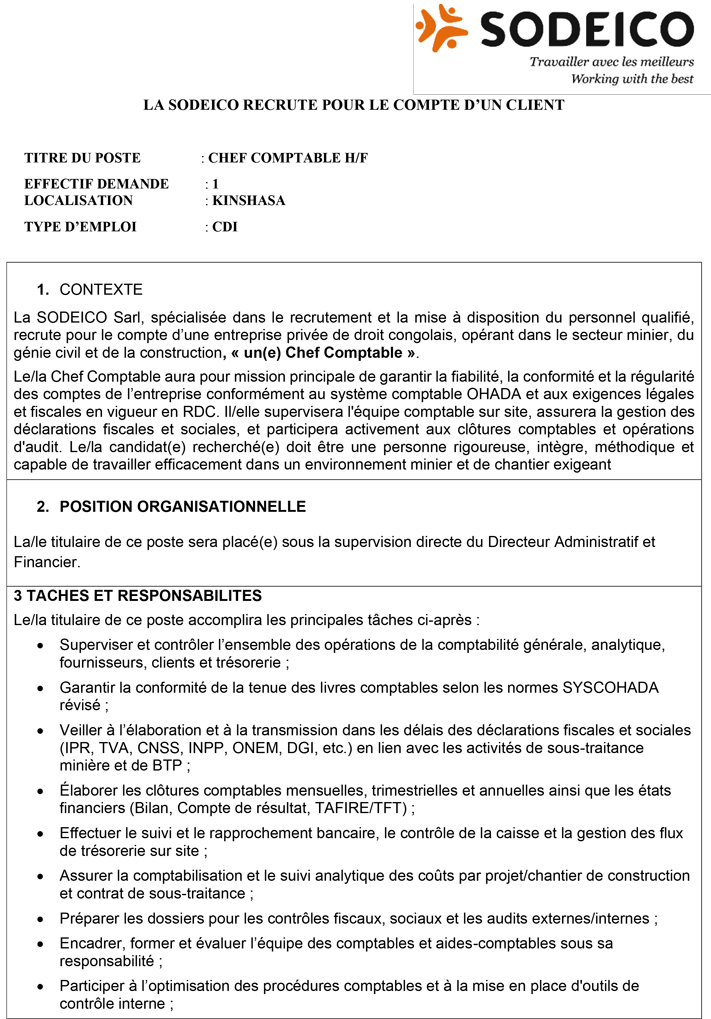 Directeur Administratif et Financier Bilingue