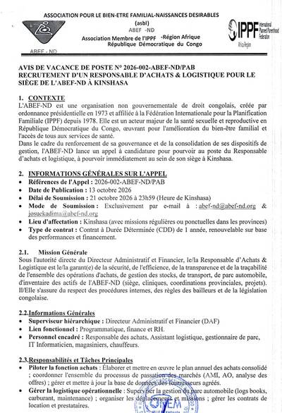 Visuel de l'offre Responsable d'Achats & Logistique